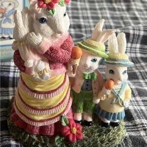 Hand-Painted Ceramic Bunny Violet Snowshoe Family